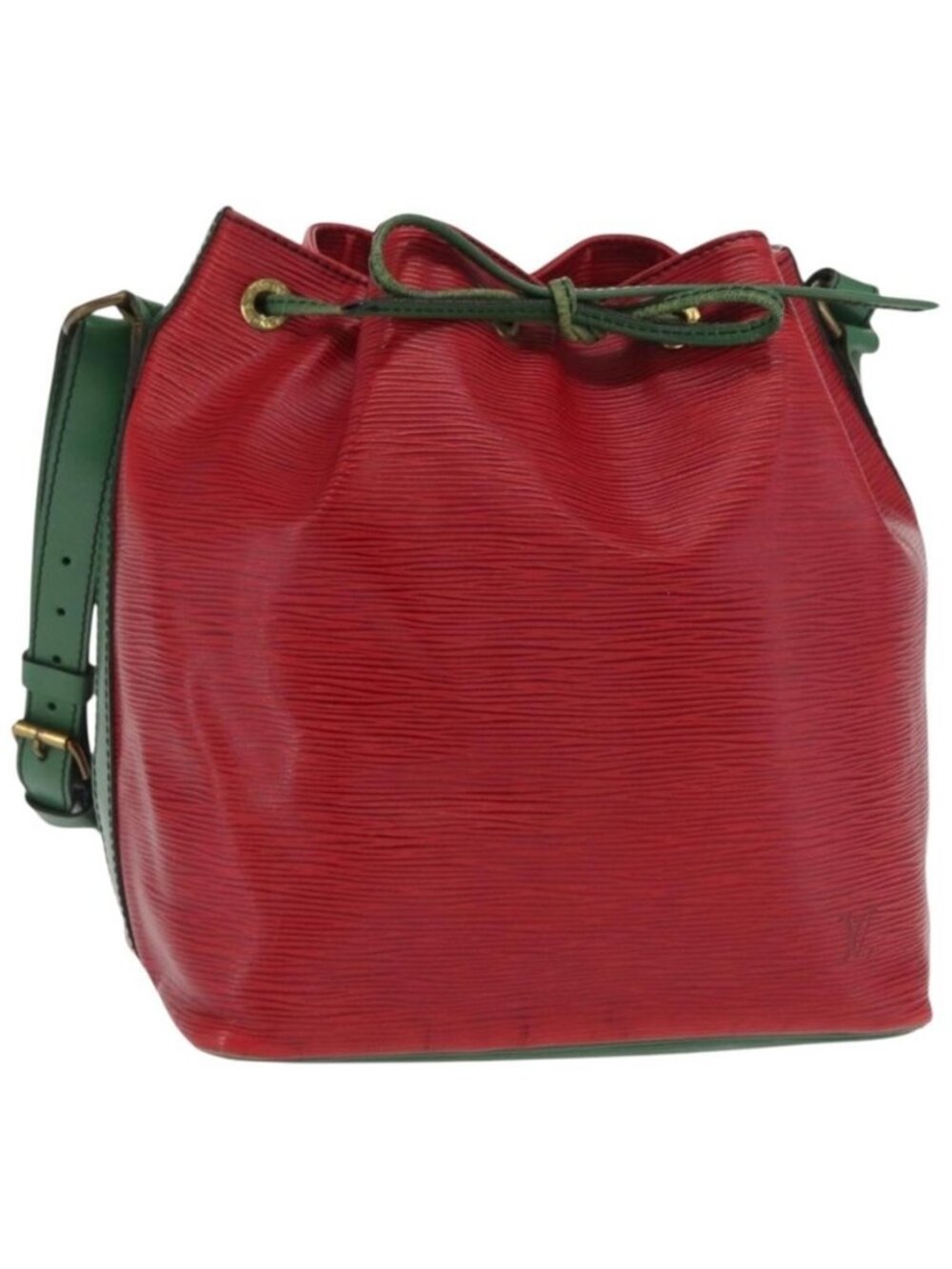Authentic LOUIS VUITTON Epi Petit Noe Shoulder Bag Bicolor Green Red LV